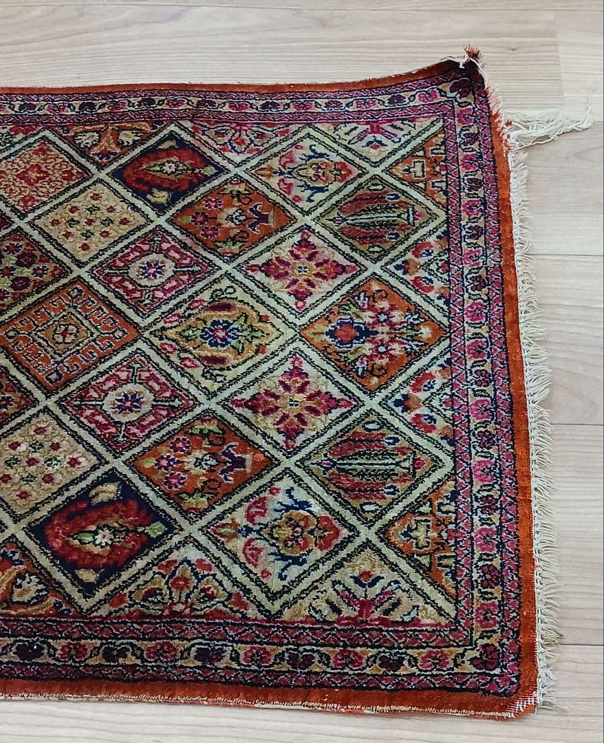 Y2822-2 ペルシャ絨毯 クム産 シルク100% 手織り