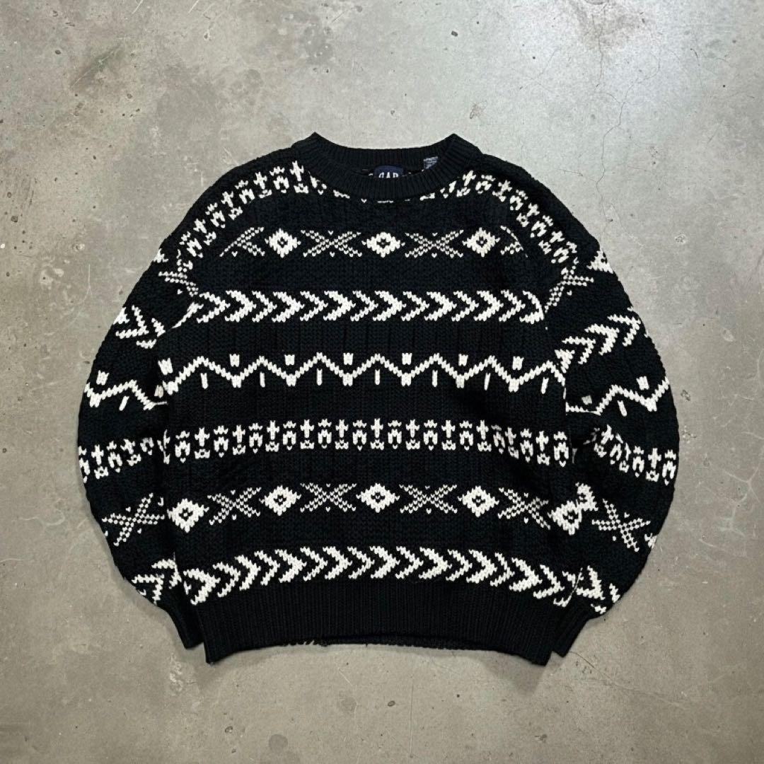 希少90's OLD GAP オールドギャップ　ノルディック柄　3Dニット　XL