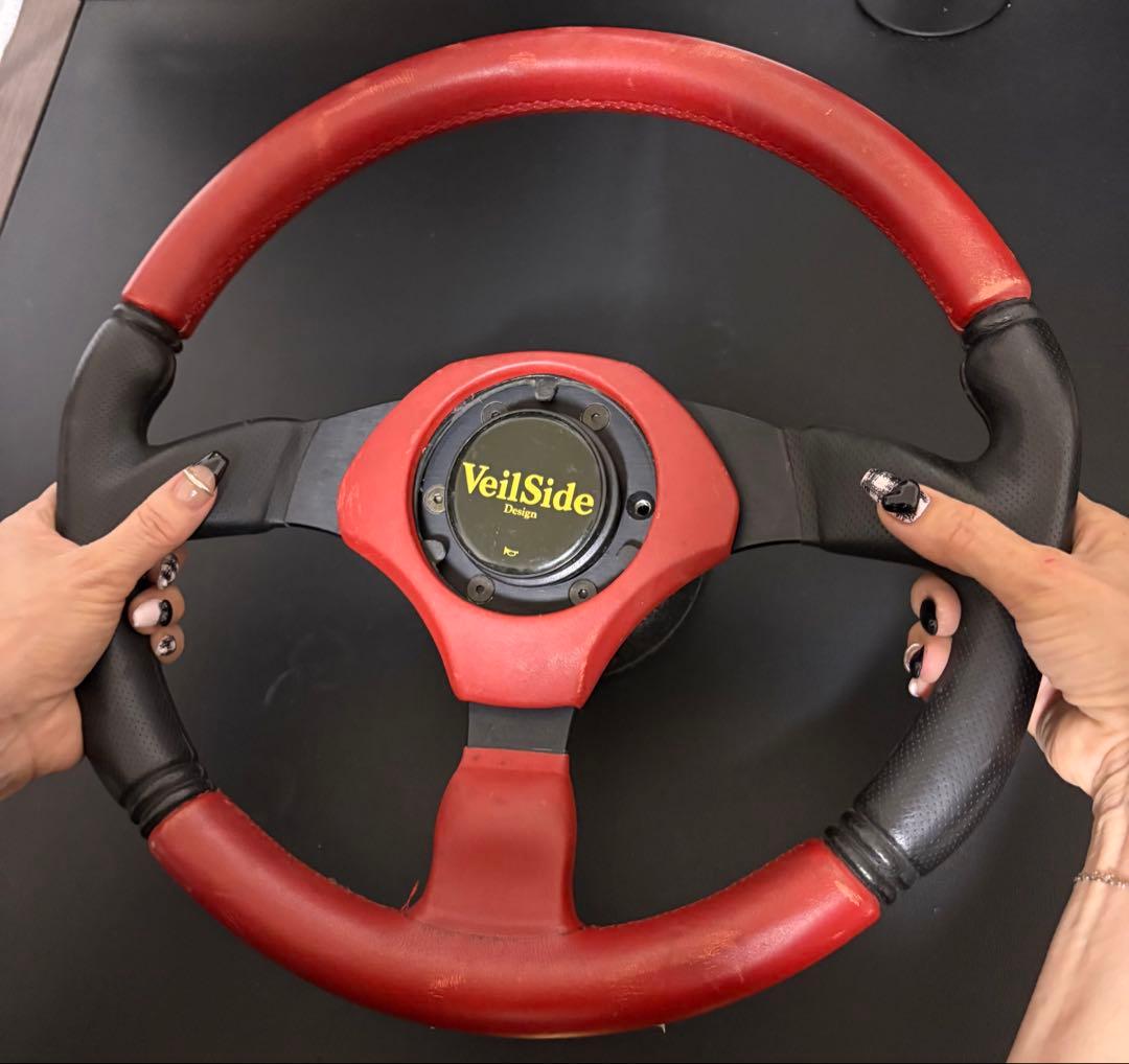 ジャンク　veilside レッド　ステアリング リング、ボルト欠品あり　当時物