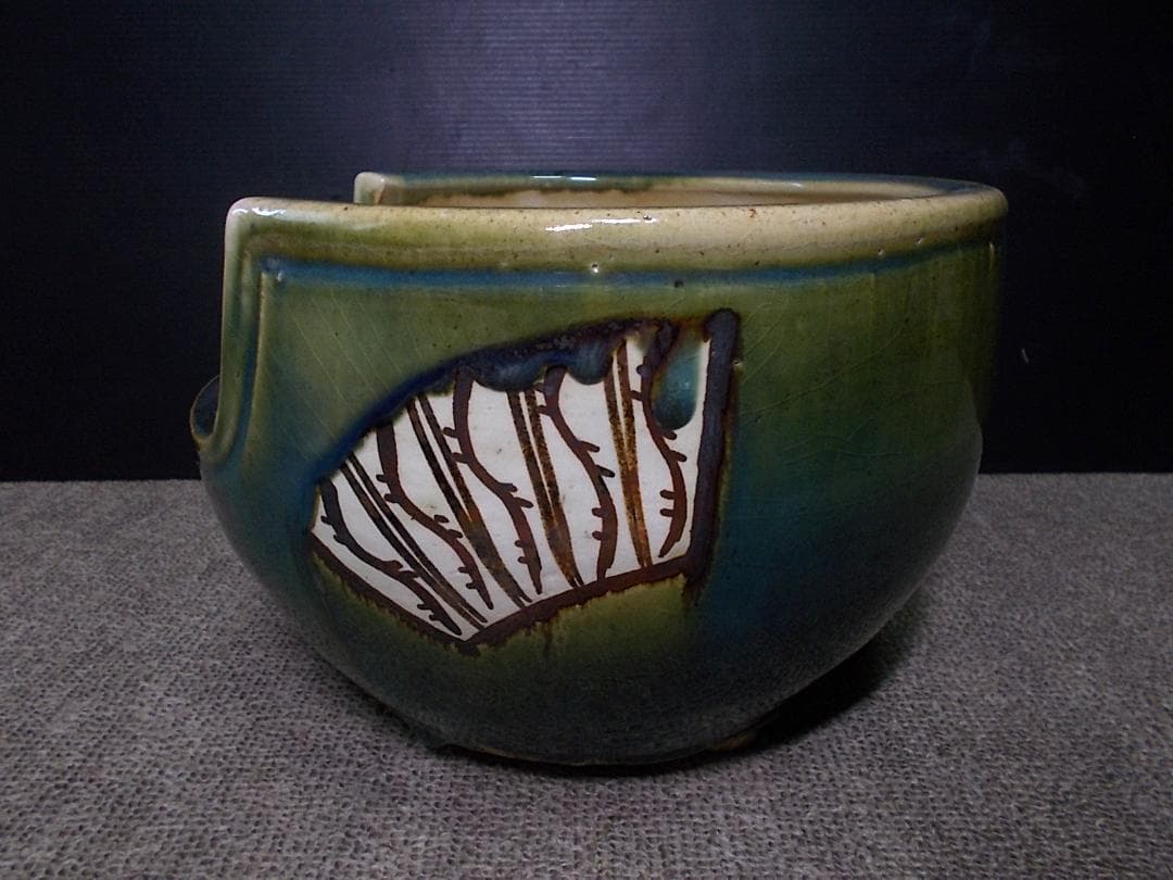 茶道具 風炉釜セット 霰茶釜 釜環 未使用五徳 織部風炉 敷板 前瓦 送料込み