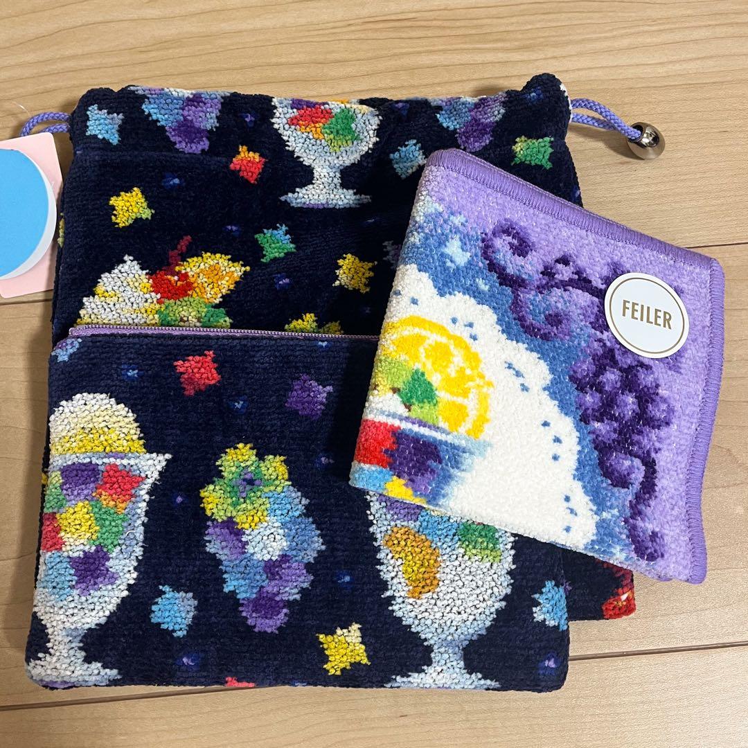 FEILER ソワレコラボ　ハンカチ、ポーチ、巾着セット