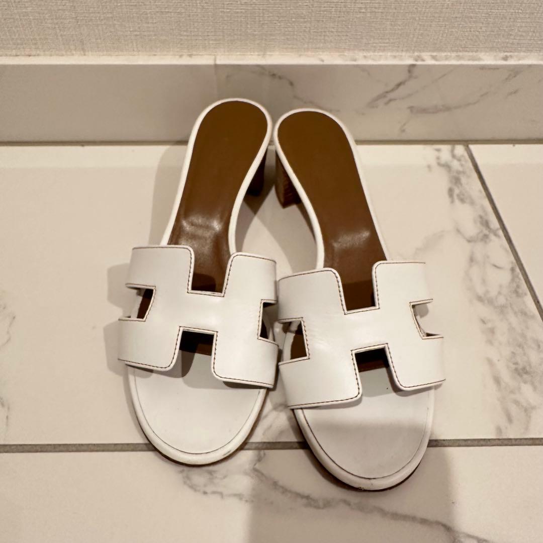 エルメス　オアジス ホワイト 37ハーフ