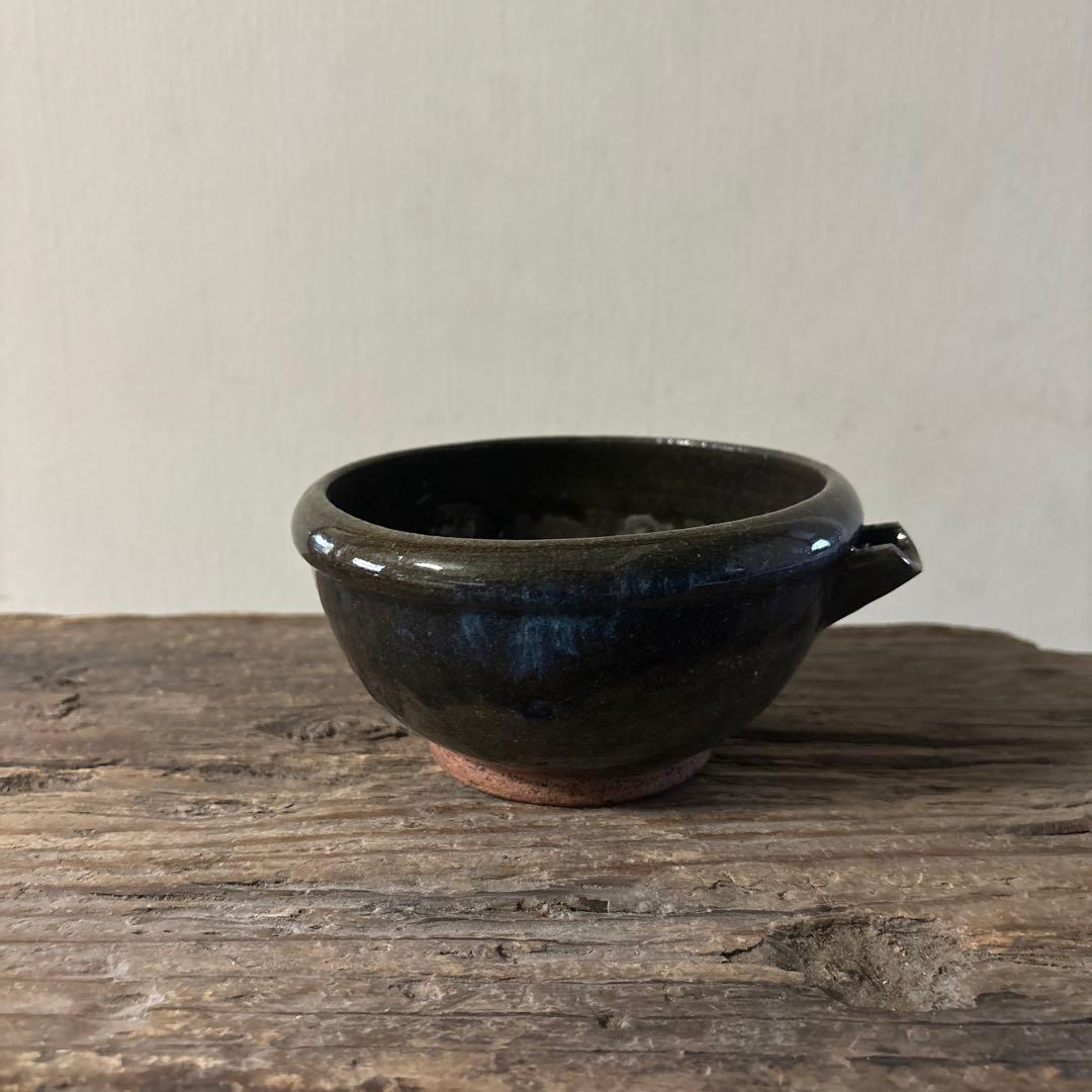 古い平清水片口　酒器　アンティーク　骨董　黒釉　 古美術　白洲正子　検:李朝