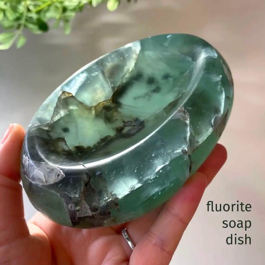 フローライト　ロマネサイト　石鹸トレー　グリーンフローライト　皿