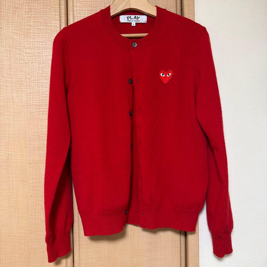 PLAY COMME des GARÇONS 赤 カーディガン L
