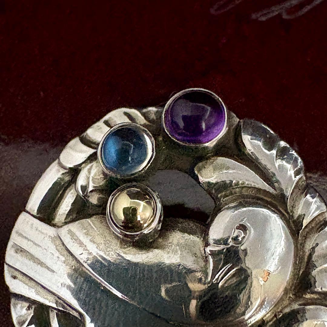 ジョージ ジェンセン ブローチ #191 ムーンストーン アメジスト K18