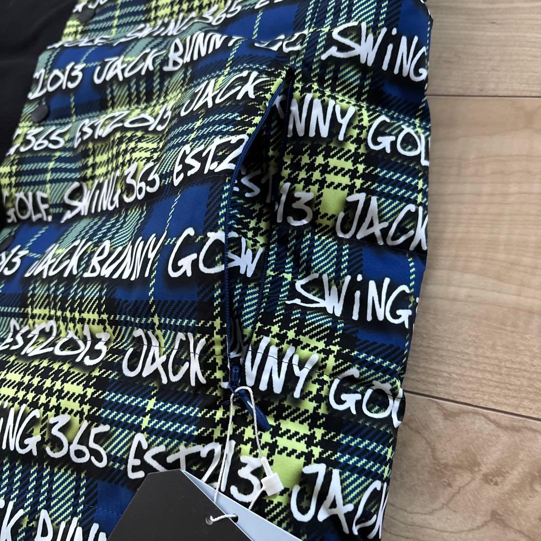 新品　ジャックバニー　メンズ　リバーシブル中綿ベスト　ブラックグリーン　L