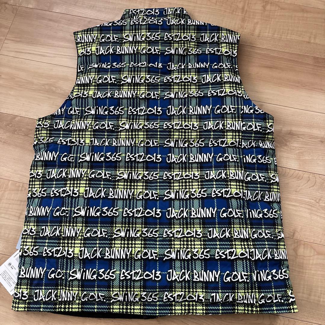 新品　ジャックバニー　メンズ　リバーシブル中綿ベスト　ブラックグリーン　L