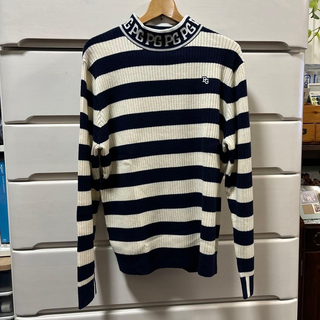 パーリーゲイツ　ウールカシミヤ　ボーダー柄ハイネックサイズ5