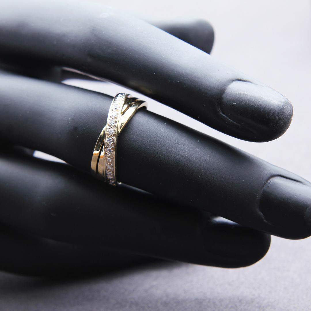 【アンティーク】連結三連リング（9K）14号【J27346】