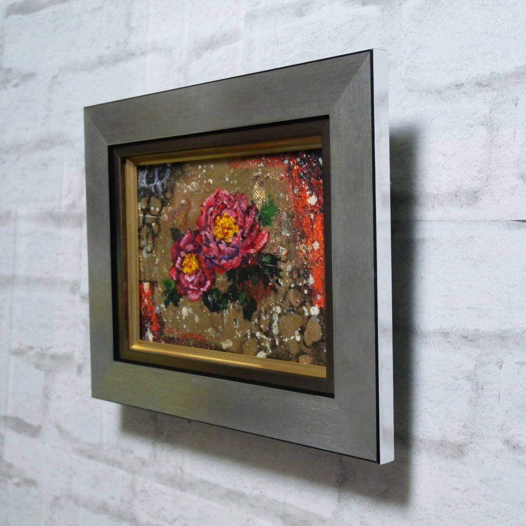 油絵 油彩 油彩画 絵画 絵【赤い牡丹】