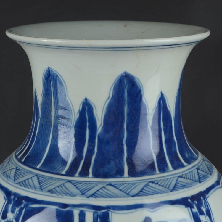 大清康熙青花窓人物紋花瓶 景徳鎮 陶磁器 装飾品 現代工芸品 美術品 置物