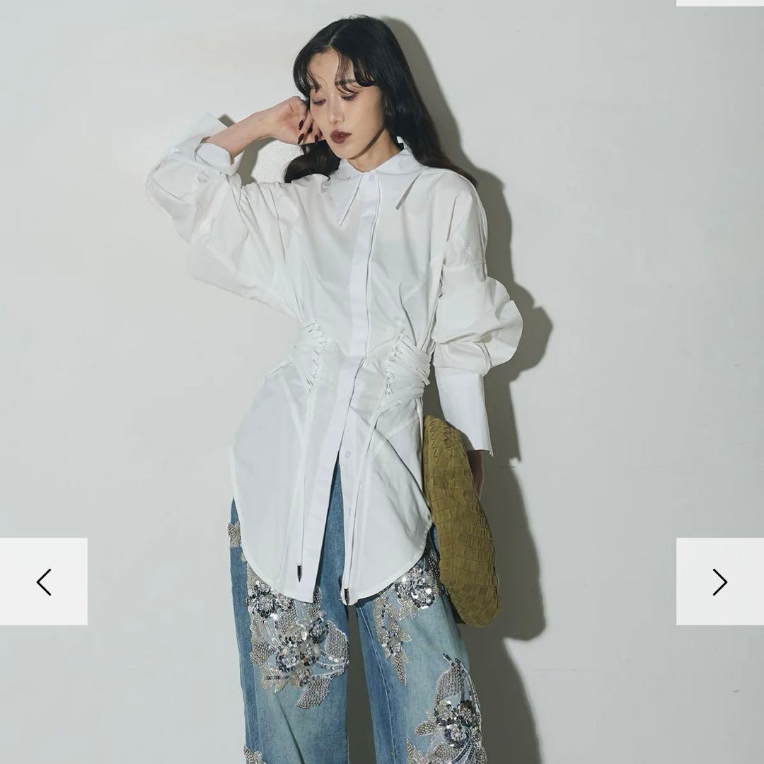 andrea&co ウエストレースアップブラウス