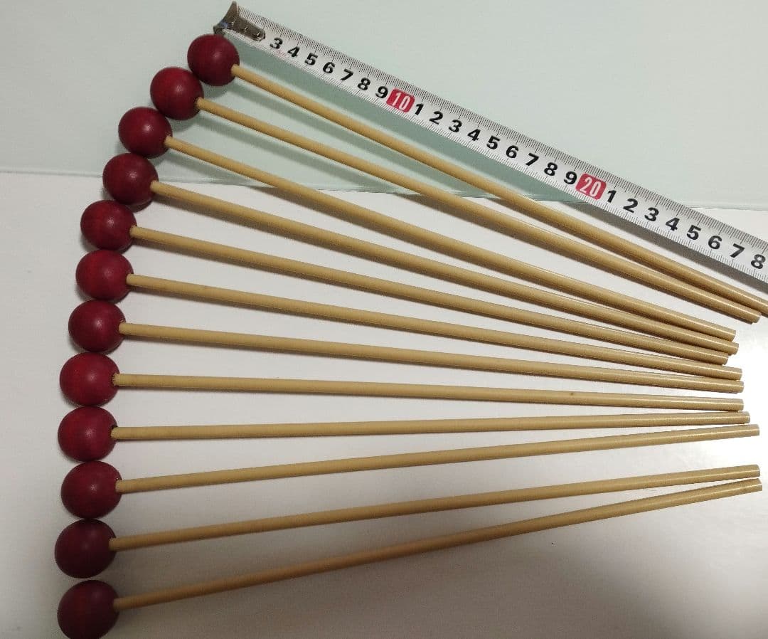 赤い木製マレット 12本セット 約30cm