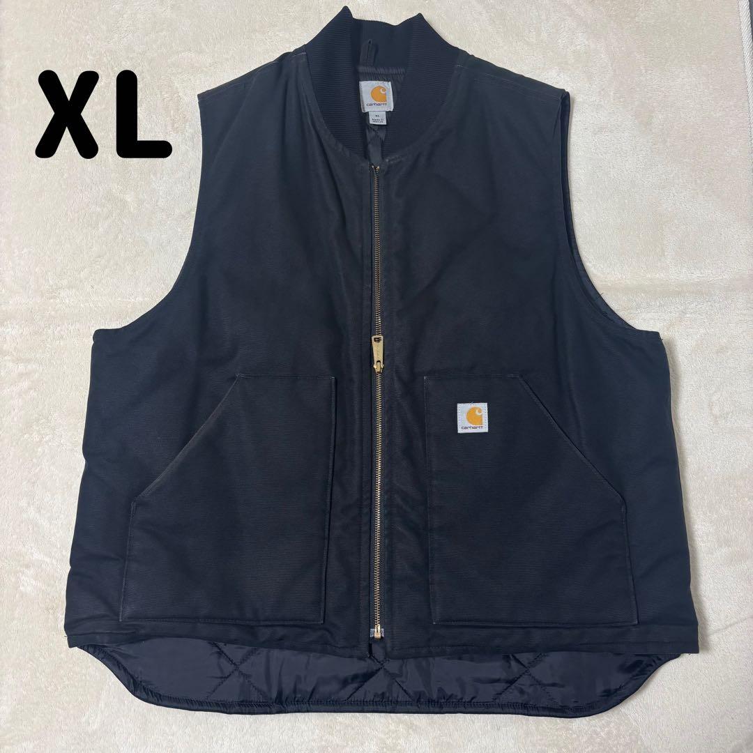 カーハート Carhartt　ダックベスト　黒　キルティング　XL　メキシコ製