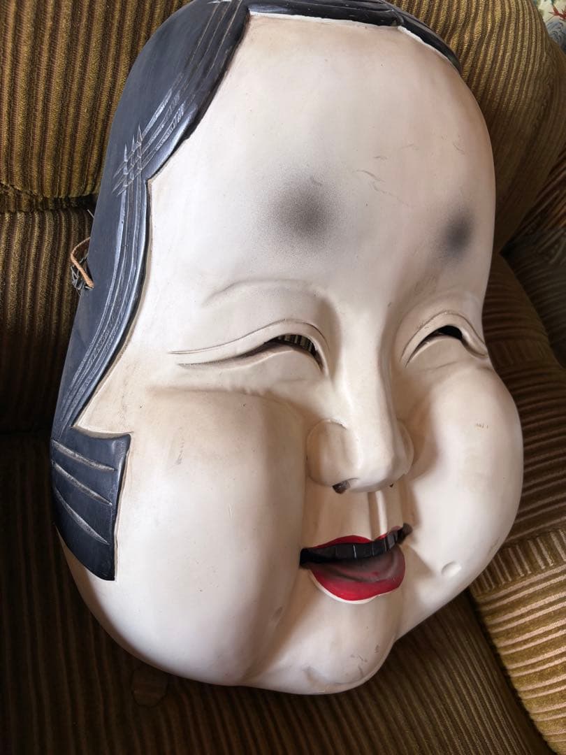 大きめサイズ　能面　おかめ　壁掛け　置物