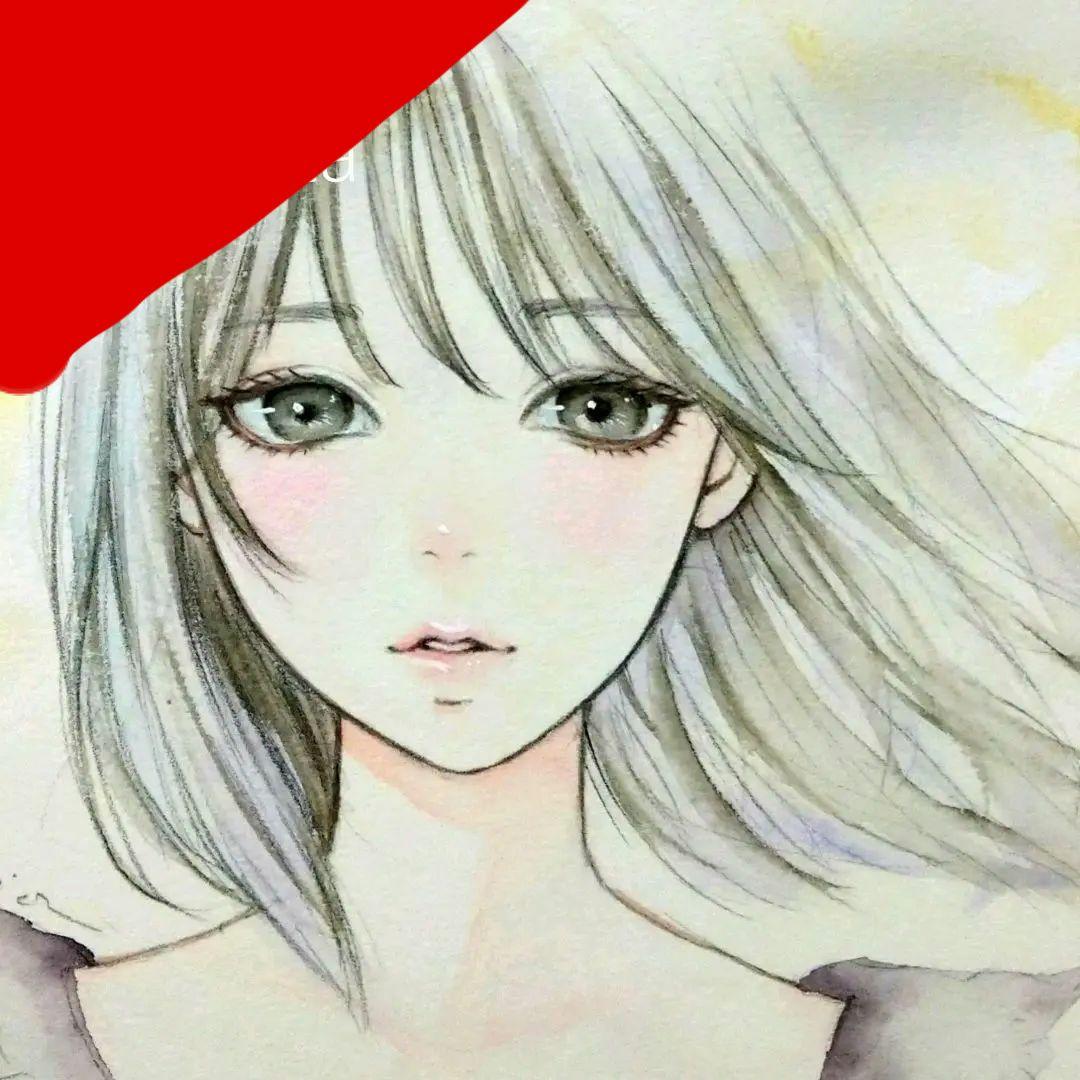 専用　手描きイラスト　絵画　《近い未来で》水彩画　美人画　美少女画