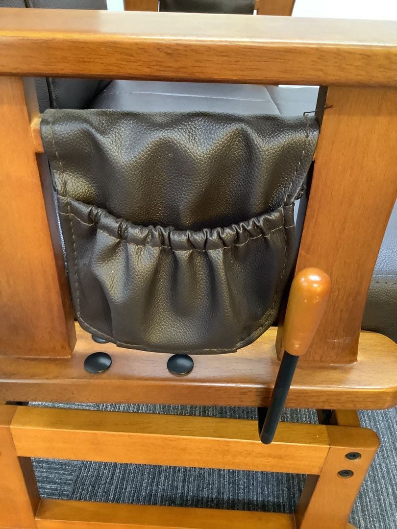 高座椅子 高齢者用 リクライニング 肘掛け付き 疲れにくい木製 レザー調