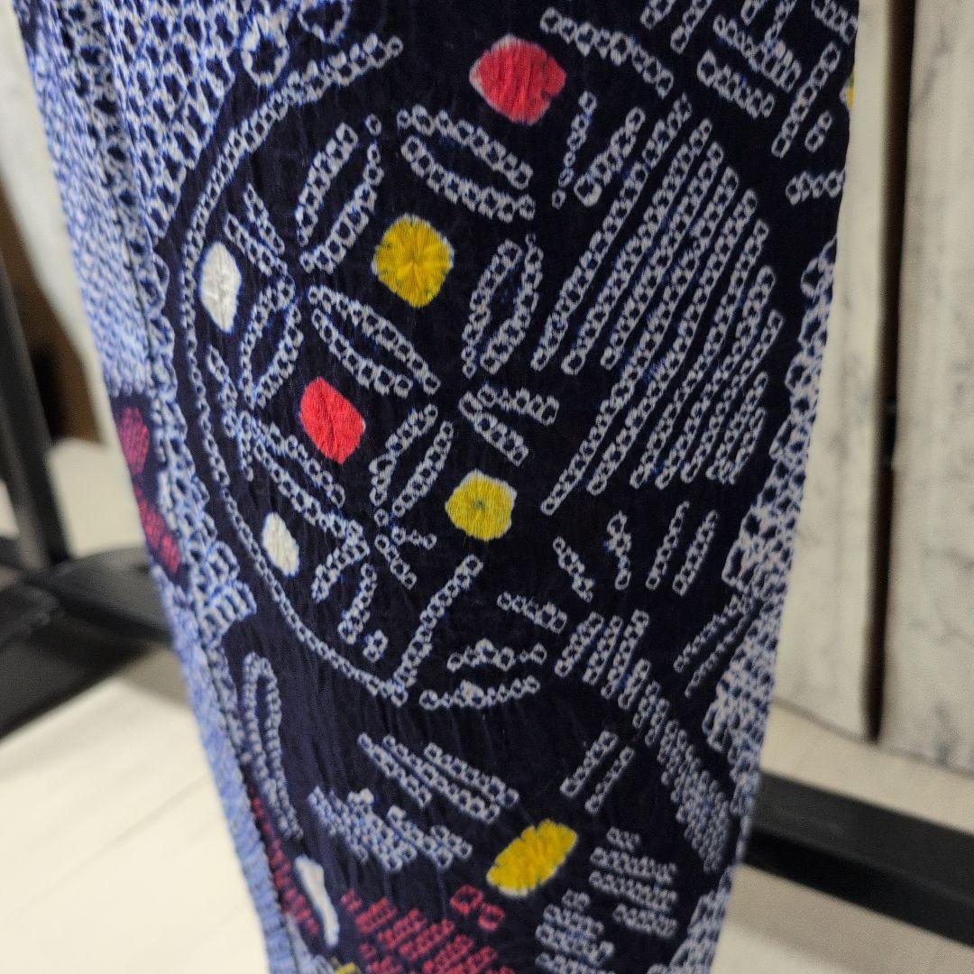 【有松絞り】赤とんぼ、うちわ柄、帯めだか♡ 居敷き当て、肩当て有り