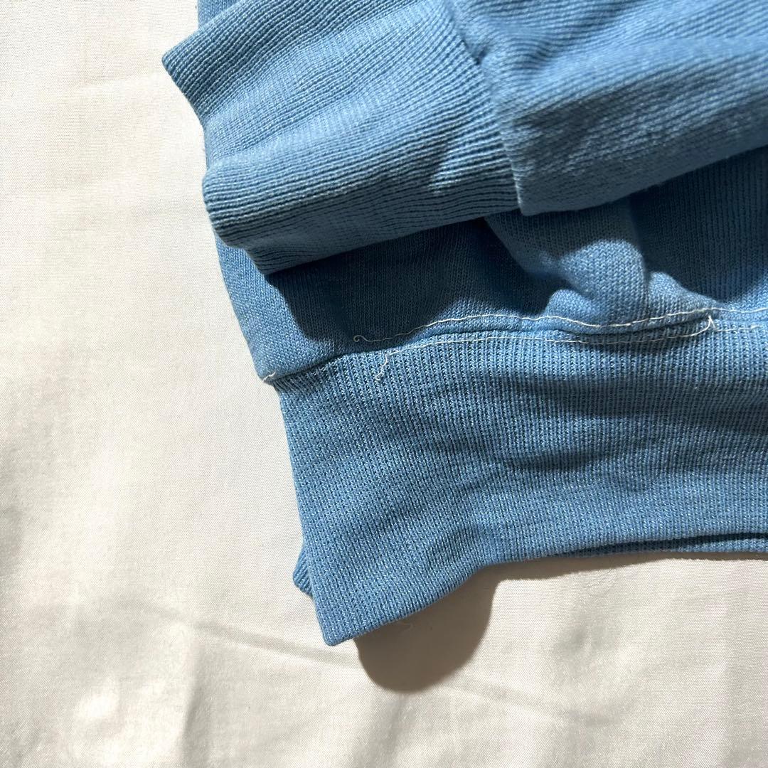 80sミッキーマウスプリント 白足 スウェット vintage 水色 短丈