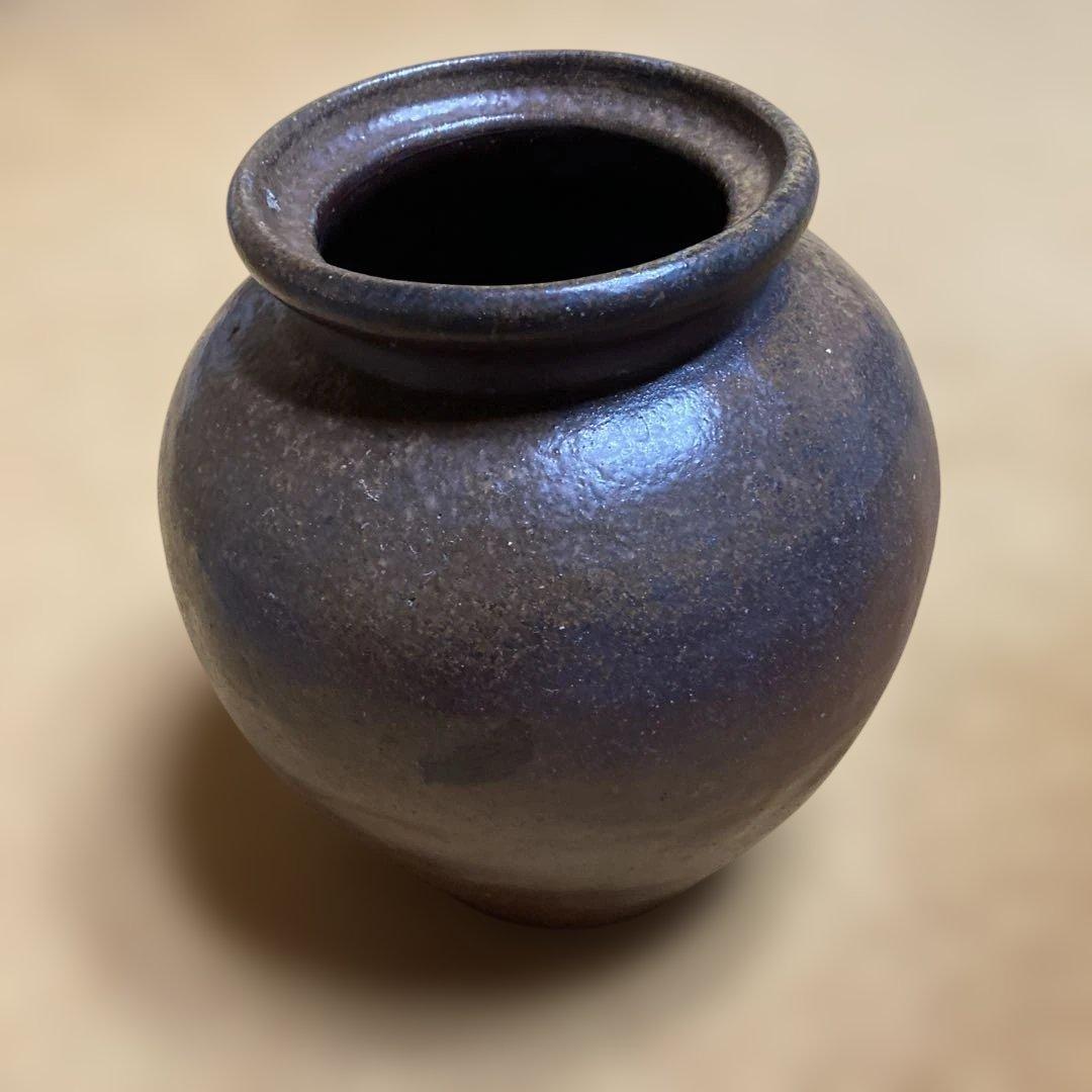 江戸時代　常滑焼壺　花器￼高27.5×径27.5×口17.5×底￼14.5cm