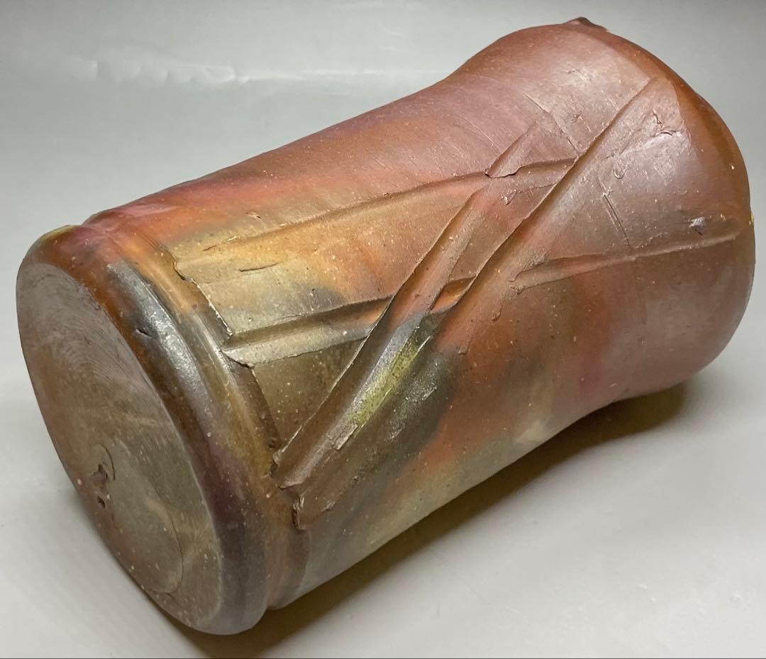 人間国宝　藤原雄　備前花入　耳付花入　備前焼　共箱　共布　栞　P5