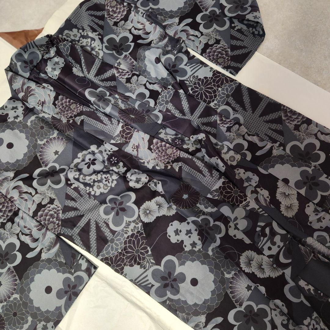 【お値下げ・美品・撫松庵】低身長　セオアルファ小紋・浴衣兼用　切嵌舞花文　洗える