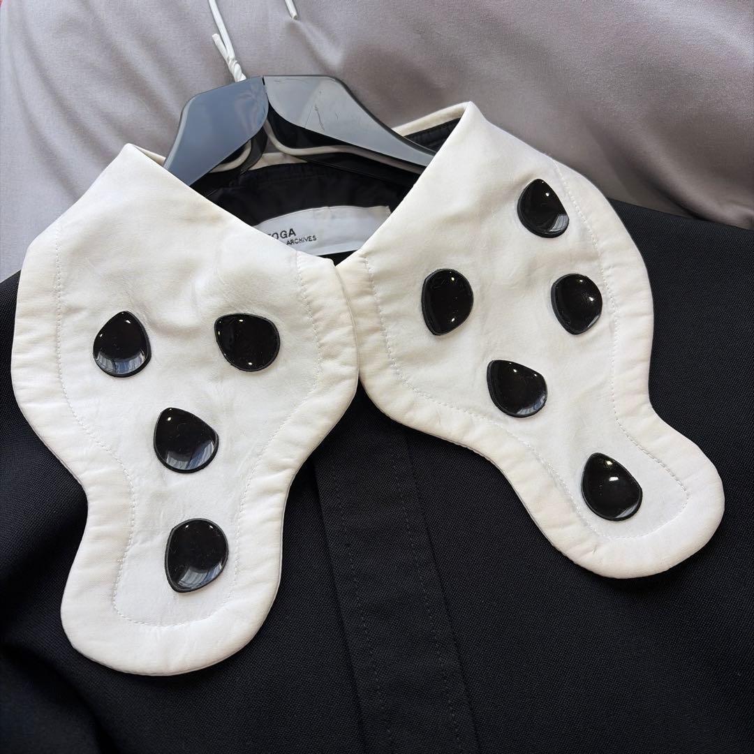 TOGA トーガ デザインシャツ 黒×白 ビッグカラー クリーニング済み