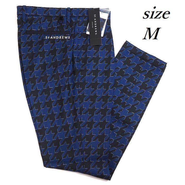 新品 セントアンドリュース ラメジャガード パンツ 定価39600円 青 M