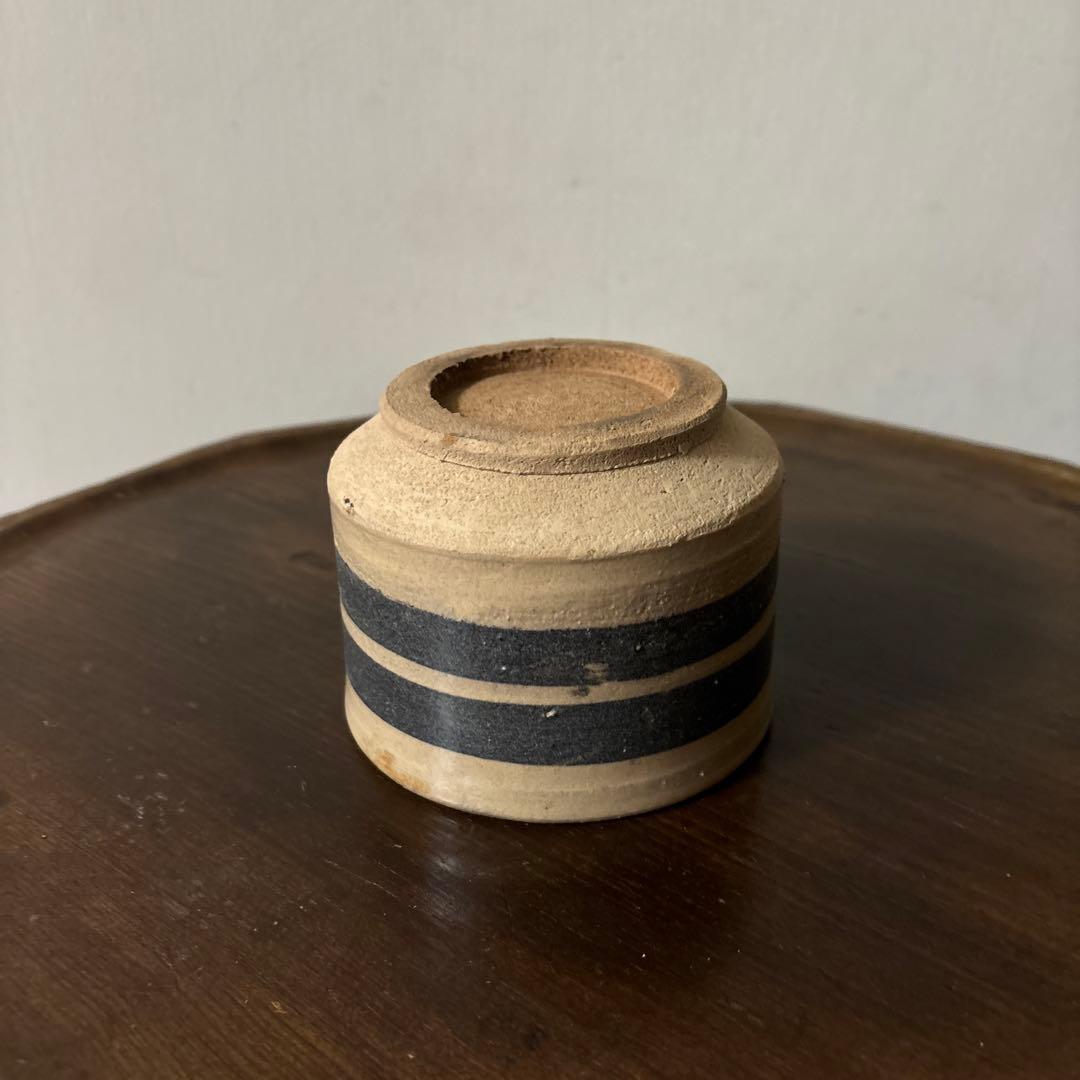 アンティーク輪線文　蓋物　古瀬戸　花器　古道具　骨董　検:白洲正子　秦秀雄　李朝