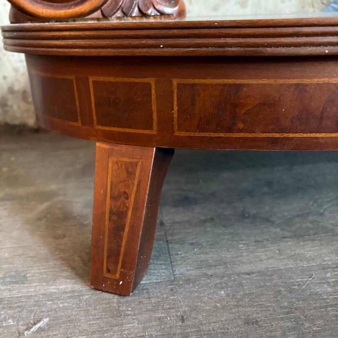 英国　白鳥モチーフ　オーバルコンソール　ウォルナット