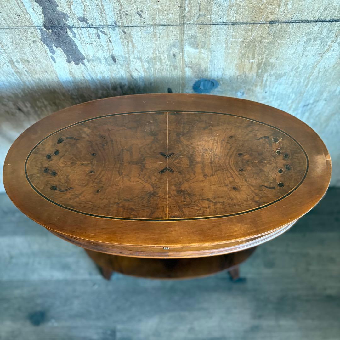 英国　白鳥モチーフ　オーバルコンソール　ウォルナット