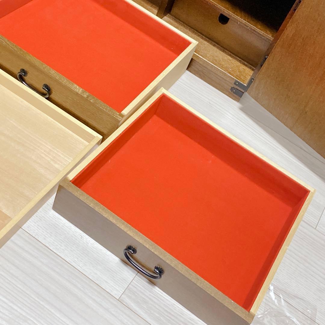 希少 からくり 箪笥 民芸調 隠し 収納多数 昭和レトロ 職人仕上げ 鍵付き