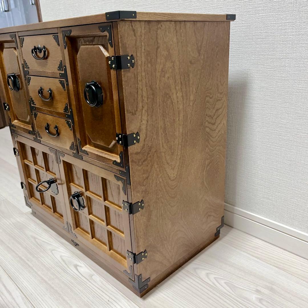 希少 からくり 箪笥 民芸調 隠し 収納多数 昭和レトロ 職人仕上げ 鍵付き
