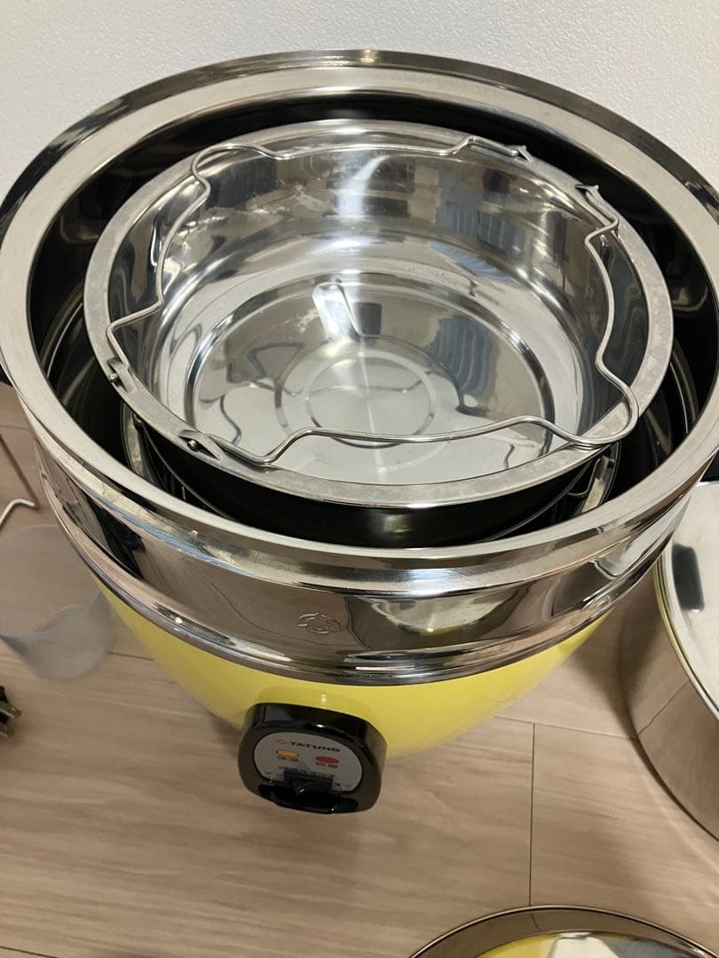 大同電鍋　炊飯器 10合　ステンレス　きはだ色 Lサイズ専用蒸し皿セット