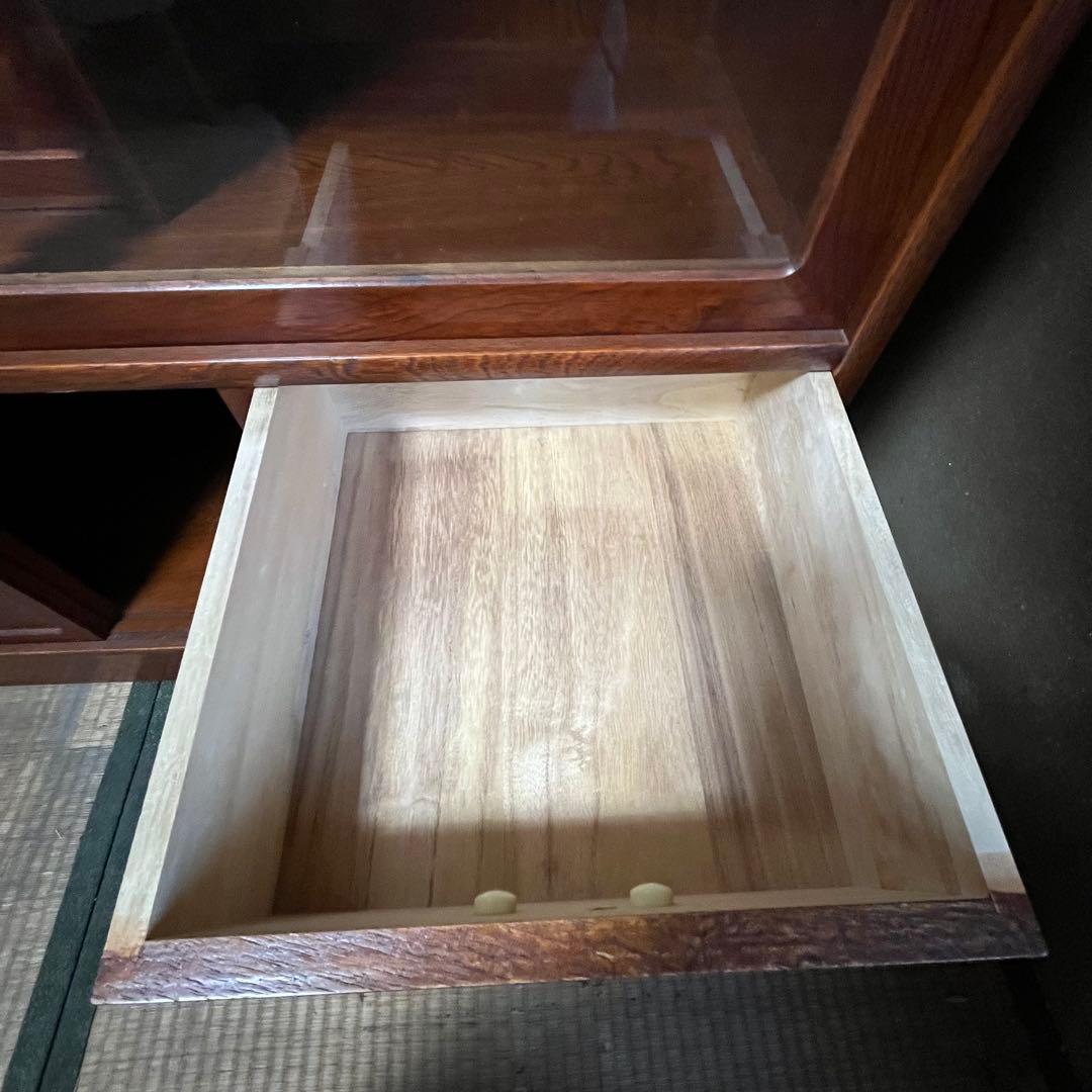 昭和レトロ 木製 茶箪笥 水屋箪笥 ガラス戸