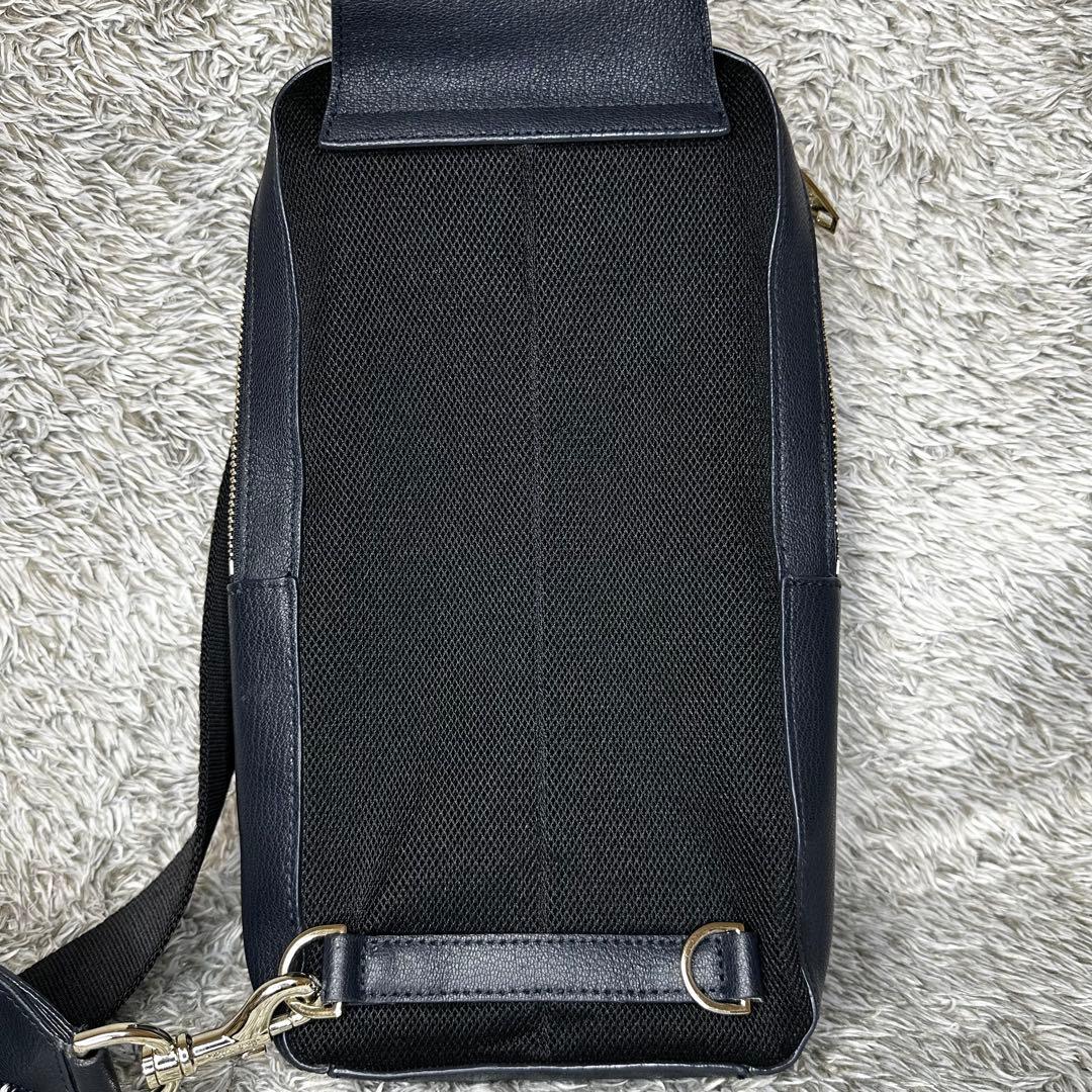 【極美品】ポールスミス　ショルダーバッグ マルチストライプ　ネイビー　レザー