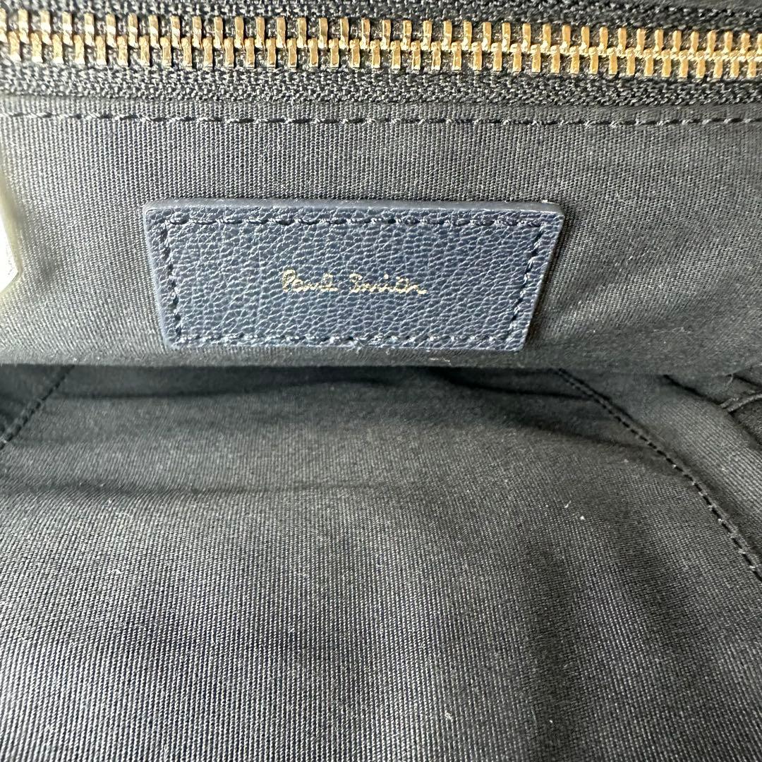 【極美品】ポールスミス　ショルダーバッグ マルチストライプ　ネイビー　レザー