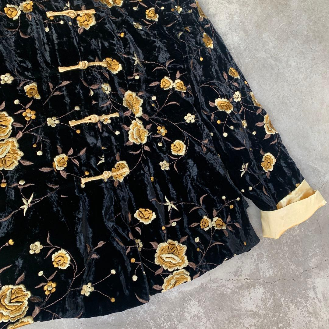 special vintage ベロア　刺繍　チャイナジャケット