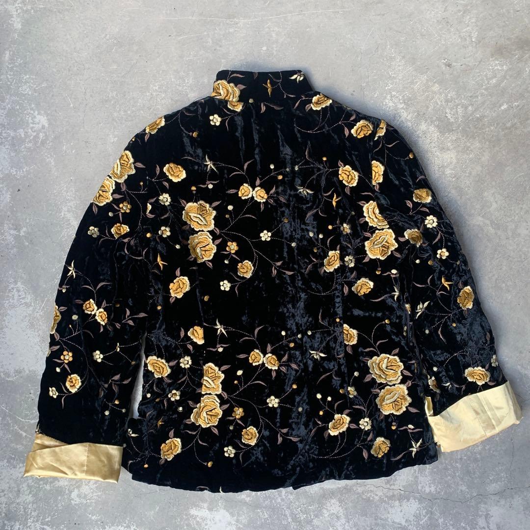 special vintage ベロア　刺繍　チャイナジャケット