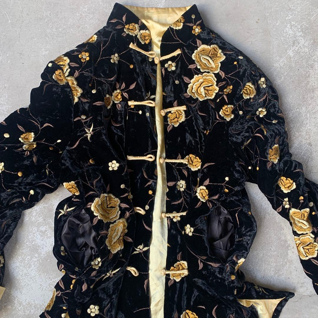 special vintage ベロア　刺繍　チャイナジャケット
