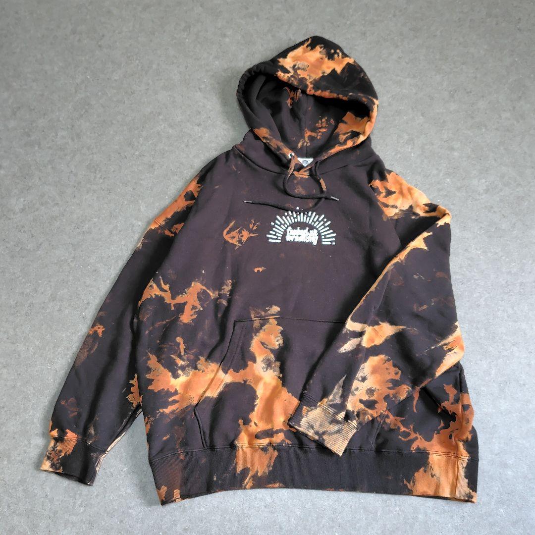 【美品】DDTプロレス MAOFAC パーカー タイダイ染め 黒 オレンジ M