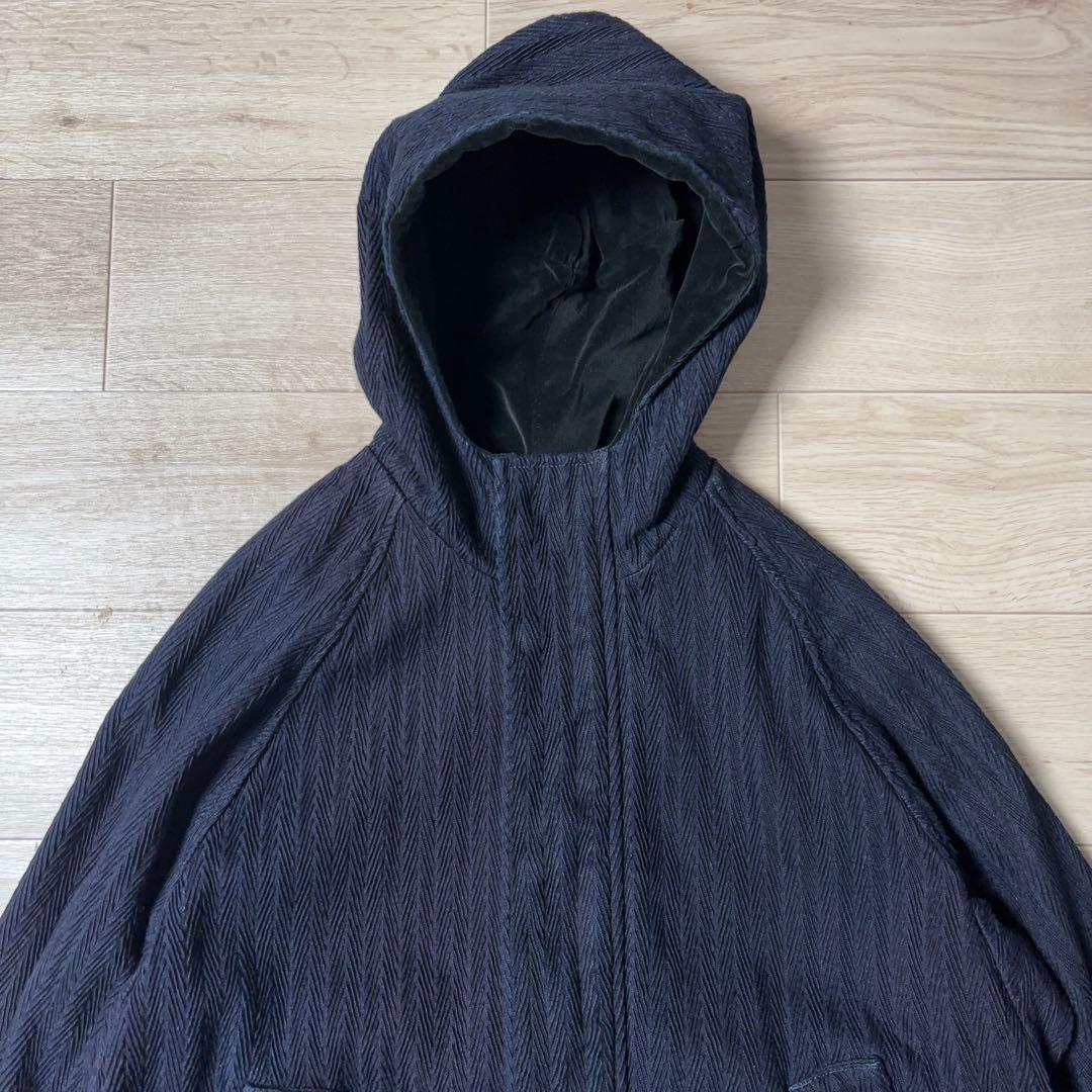 HiHiHi インディゴヘリンボーンコート 甘雨コート ジャガード織り