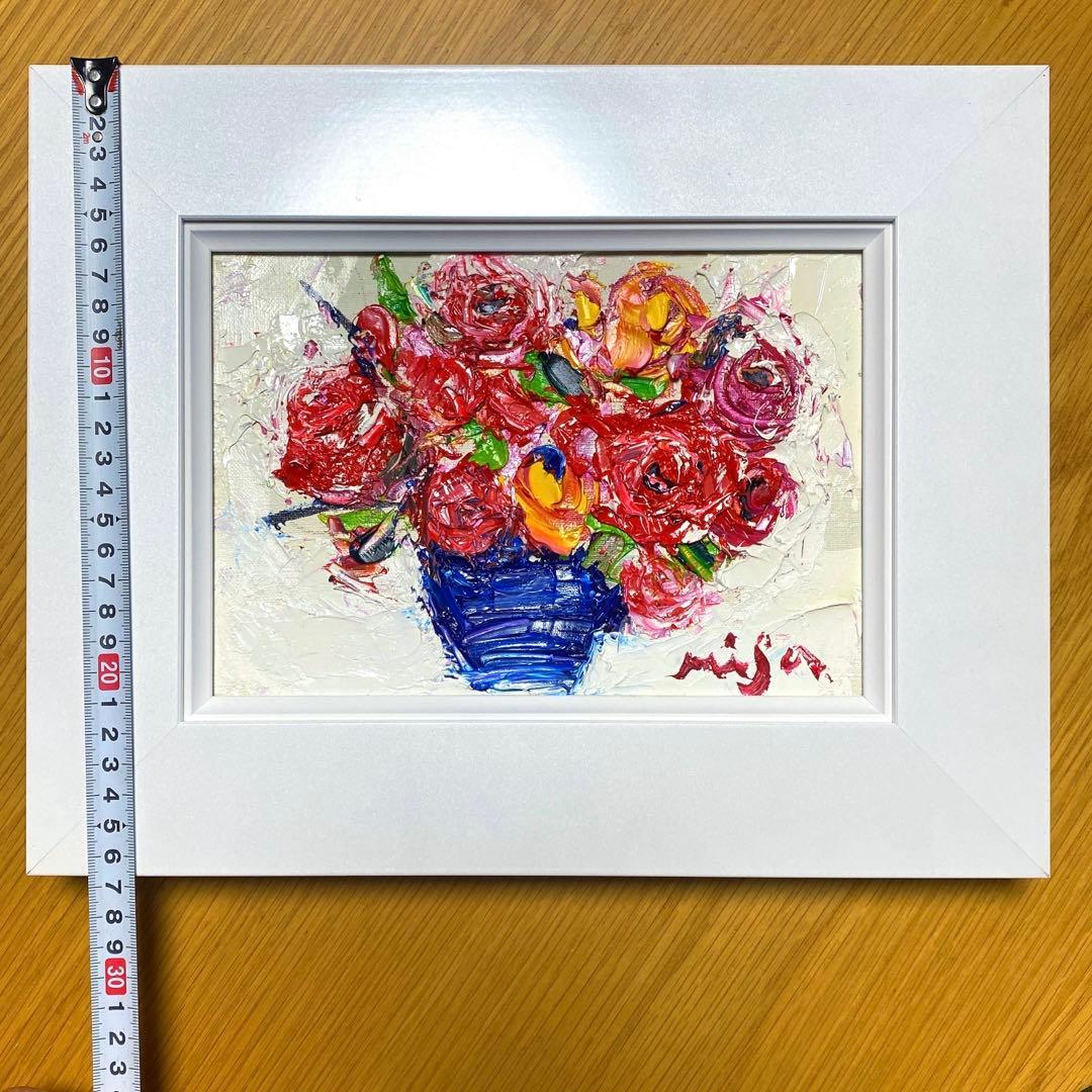 題名【　バラ　　】◾️油彩画　SMサイズ◾️兼田美佐子　原画　本物