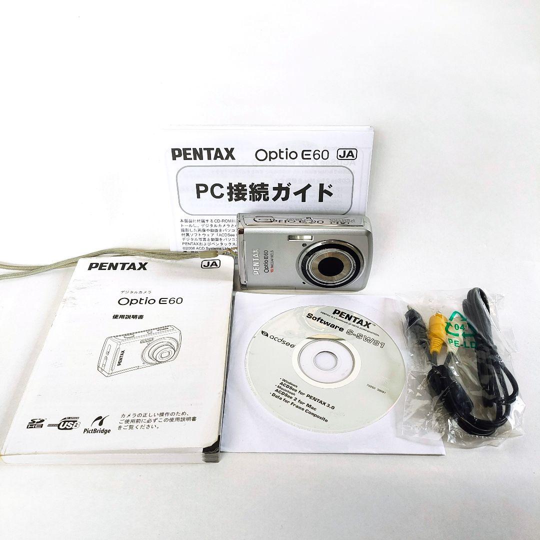 【完動品】PENTAX Optio E60 コンパクトデジタルカメラ備品付き