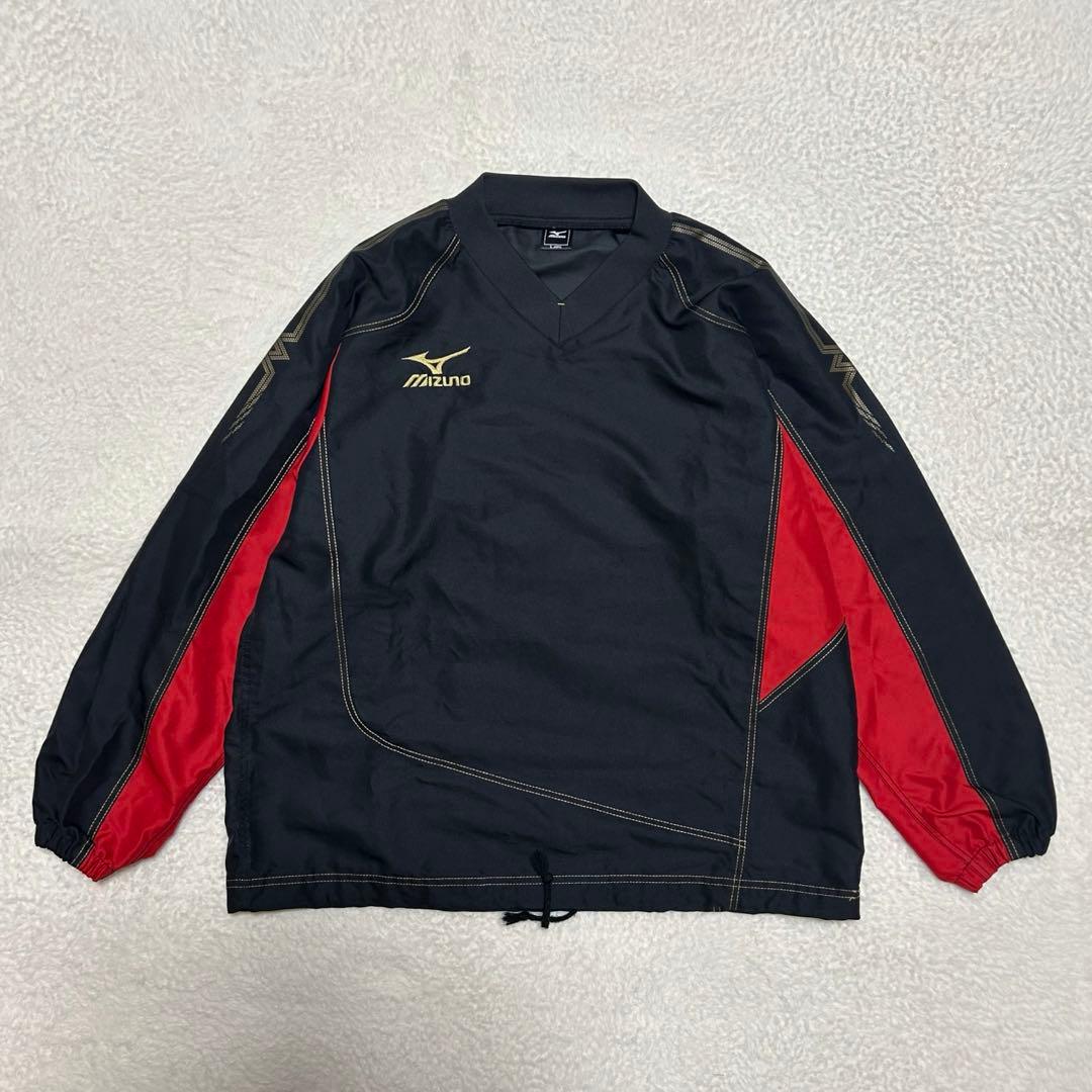ミズノ MIZUNO タフブレーカー ウインドブレーカー 上下 黒/赤 L