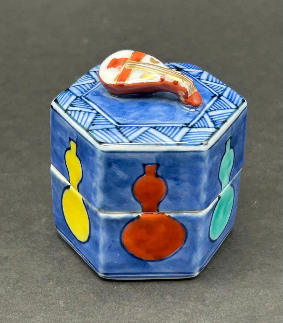 陶器　京焼　高野　昭阿弥　茶道具　香合　瓢箪　琵琶