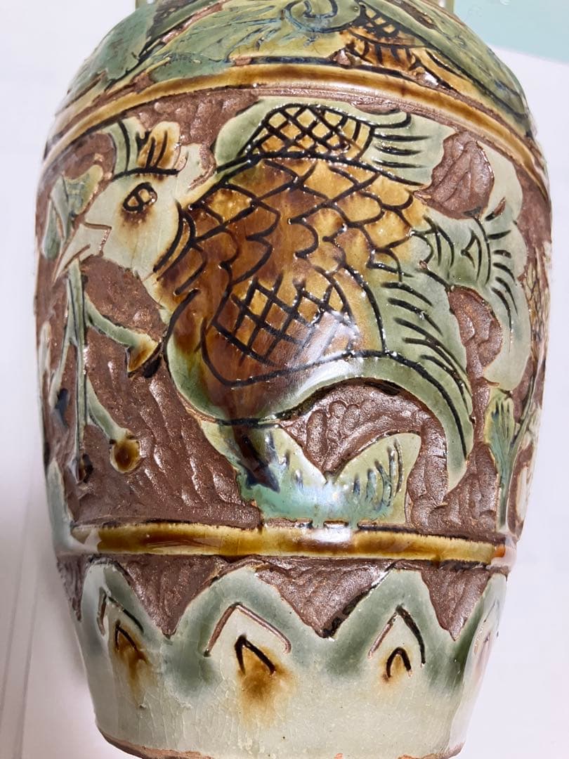 琉球　沖縄　壺屋焼【故】島袋常明作　エジプト紋壺　ヤチムン　やちむん　希少　レア