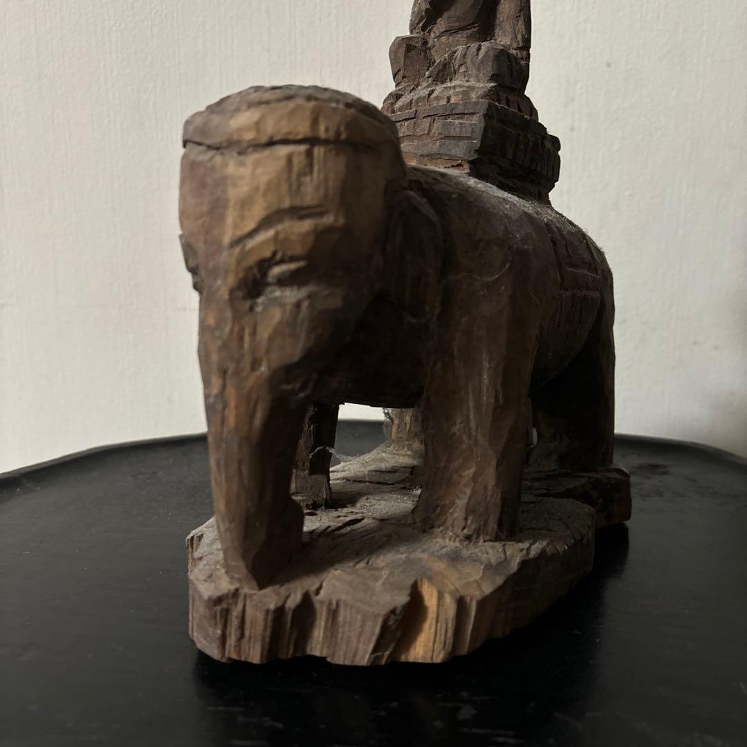 古い木彫　普賢菩薩　仏像　古美術　アンティーク　古道具　骨董　木造　李朝　中国