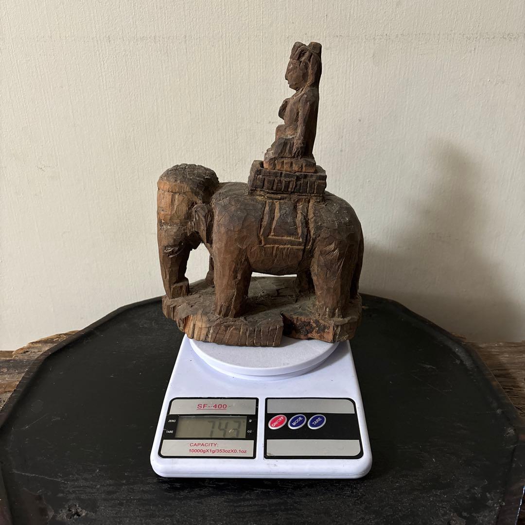 古い木彫　普賢菩薩　仏像　古美術　アンティーク　古道具　骨董　木造　李朝　中国